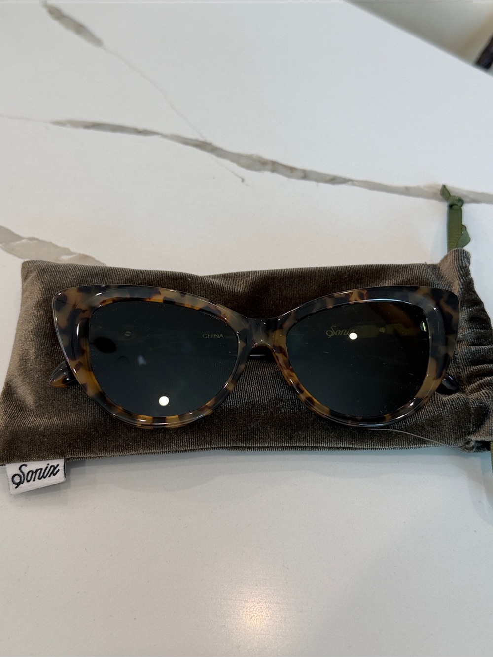 Sonix Tortoiseshell Cat-Eye Sunglasses with Dark Lenses